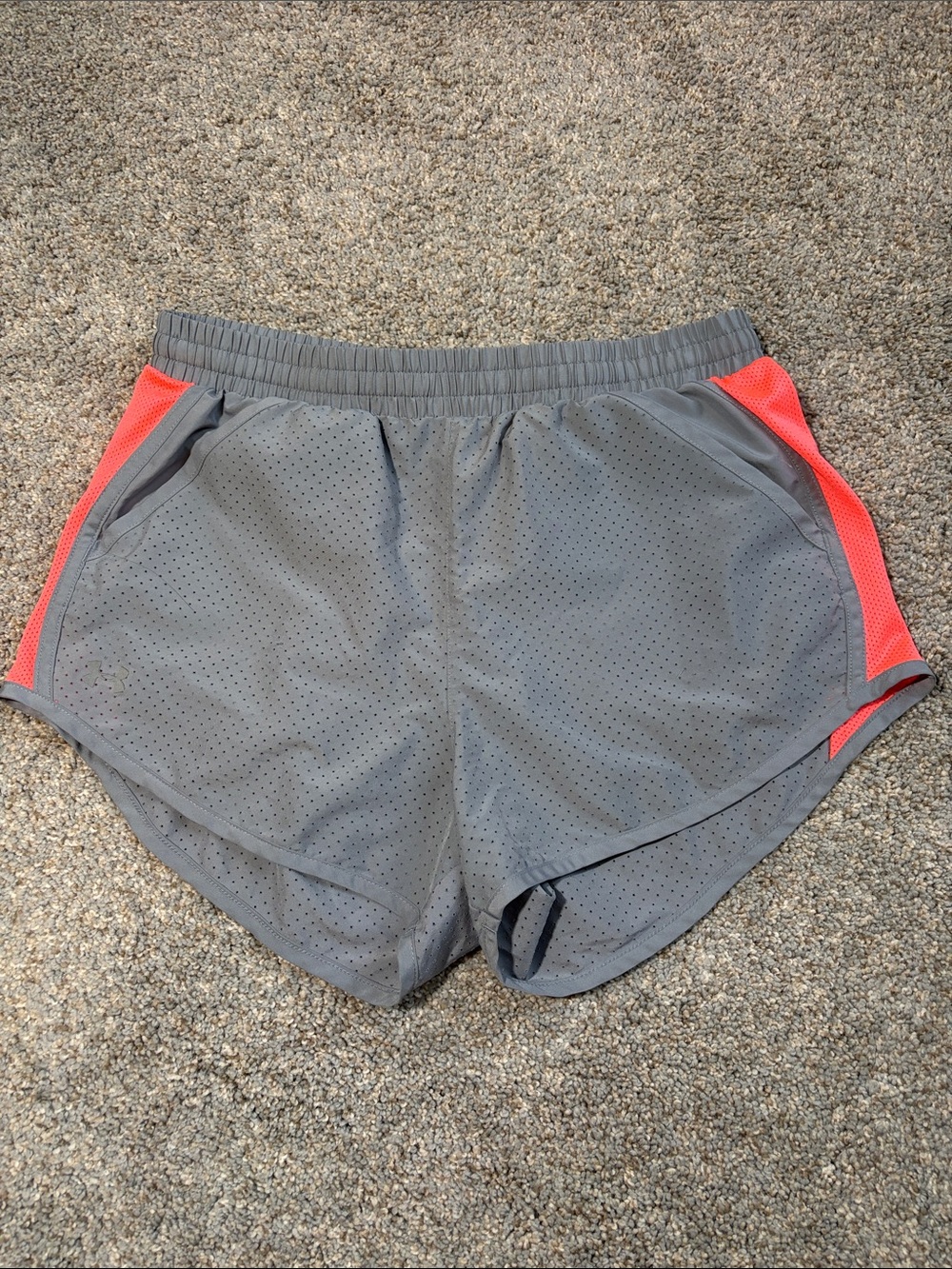 Under Armour Gray Athletic Shorts with Coral Side Panels
